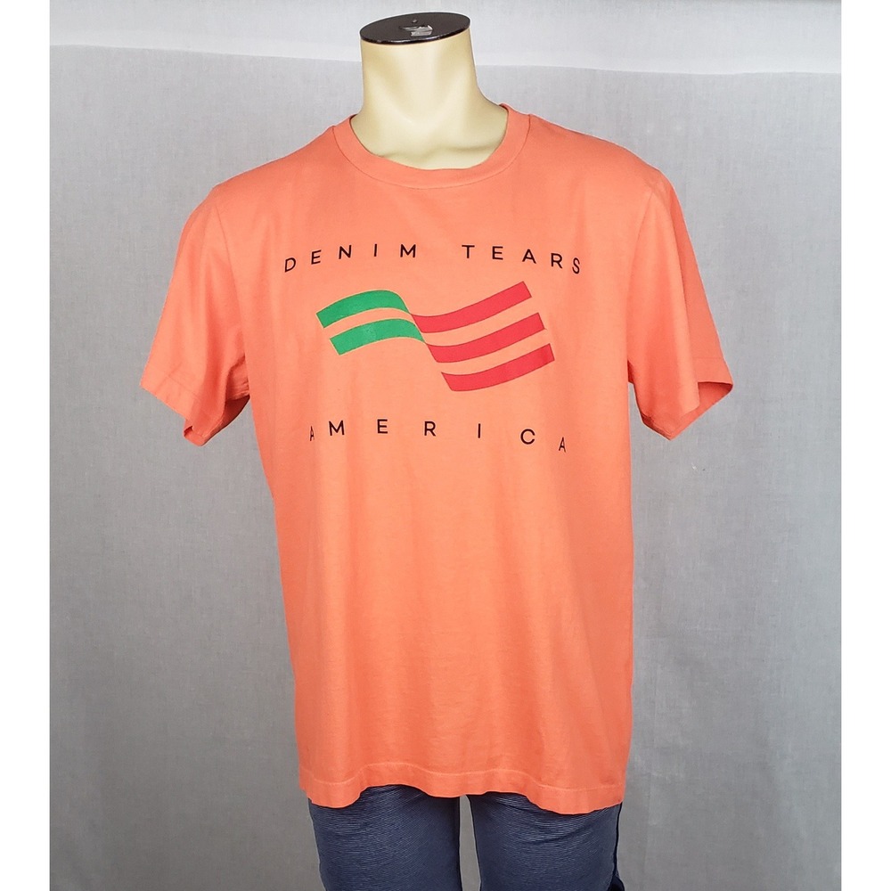 Denim Tears America Pan-African Flag Graphic T-Shirt Orange Mens‎ L USA Summer